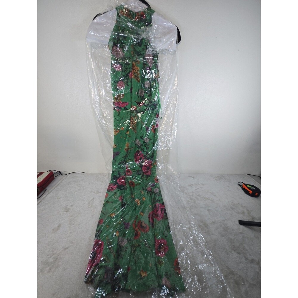 Betsy & adam green ruffle floral maxi dress size 6 - Picture 3 of 3